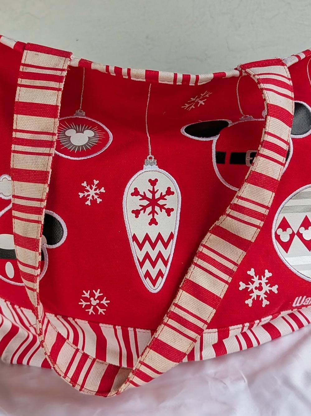 Disney Red and White Holiday Tote Bag